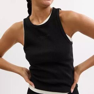 Coach Black Ribbed Tank Top